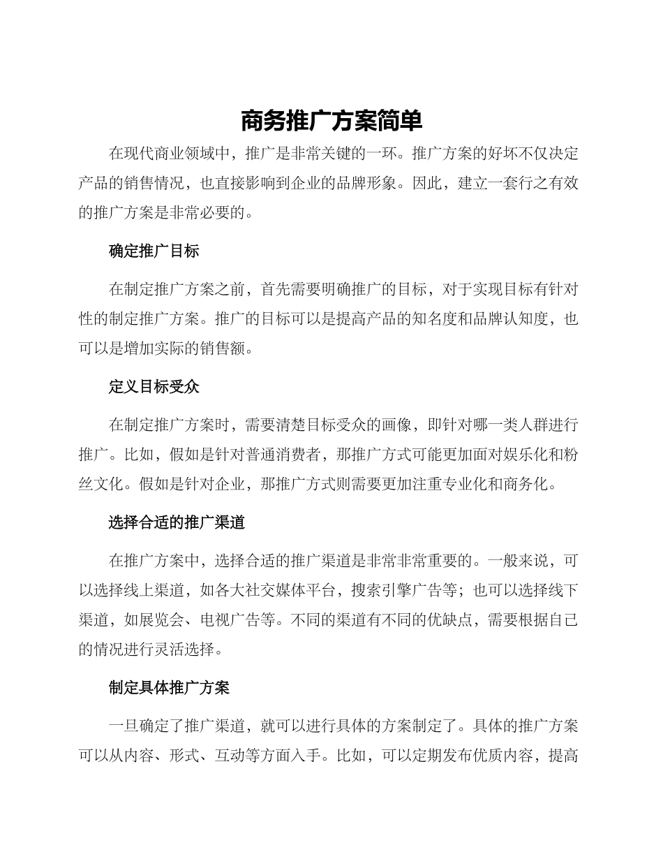 商务推广方案简单_第1页