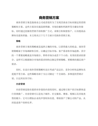 商务营销方案