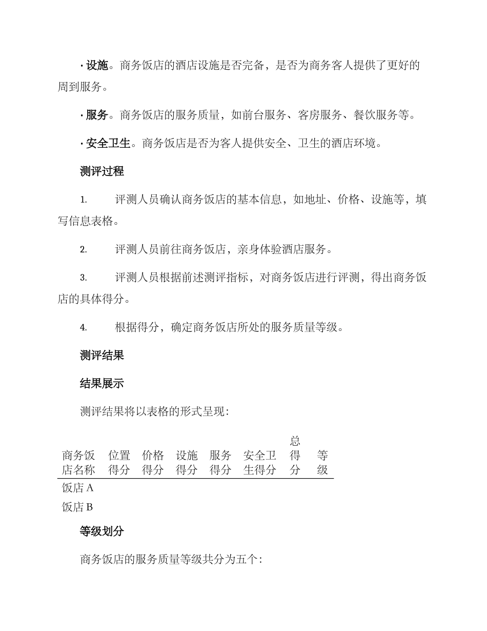 商务饭店测评方案_第2页