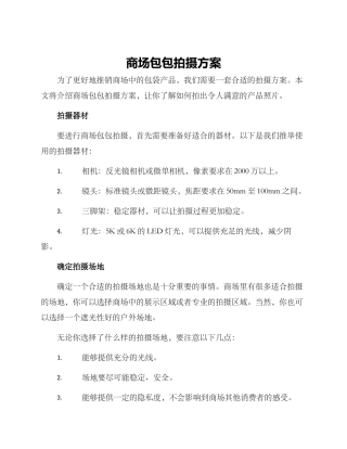 商场包包拍摄方案