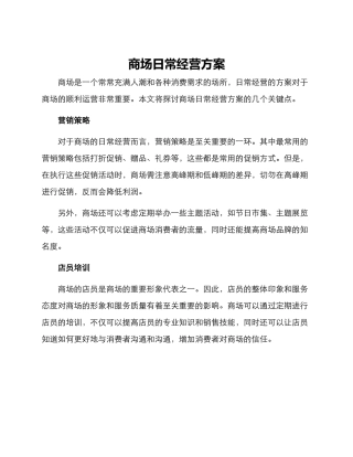 商场日常经营方案
