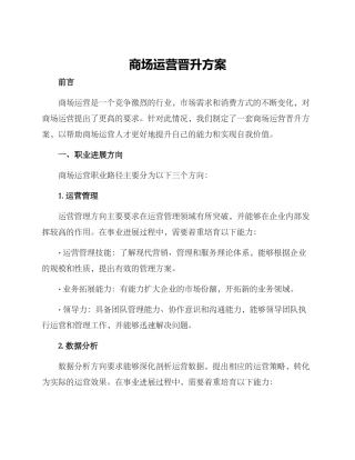 商场运营晋升方案