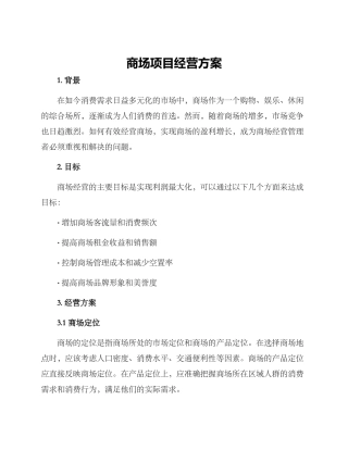 商场项目经营方案