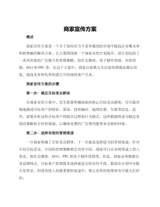 商家宣传方案