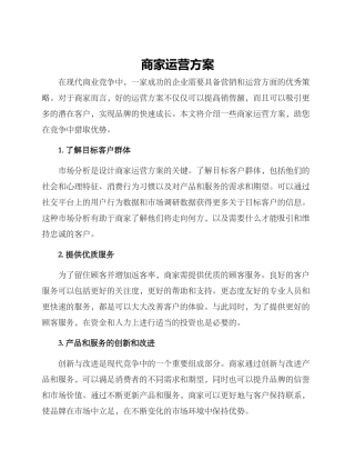 商家运营方案