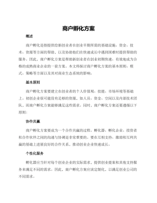 商户孵化方案
