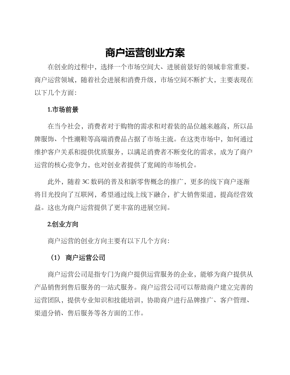 商户运营创业方案_第1页