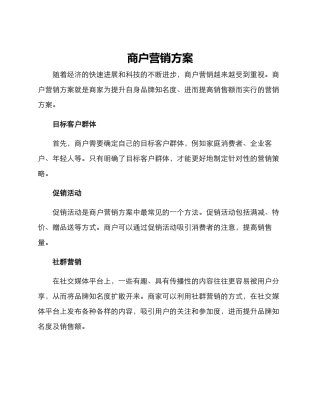 商户营销方案