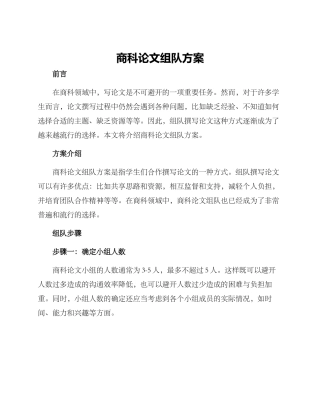 商科论文组队方案