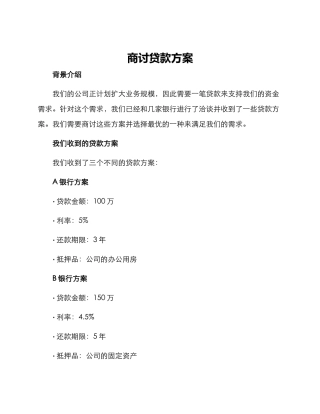 商讨贷款方案