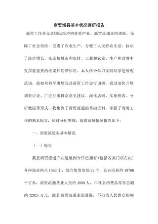 商贸活县基本状况调研报告