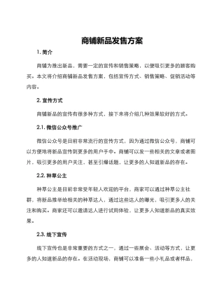 商铺新品发售方案
