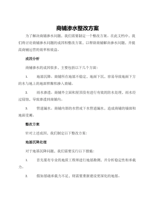 商铺渗水整改方案