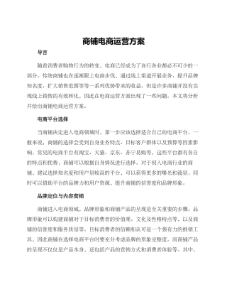 商铺电商运营方案