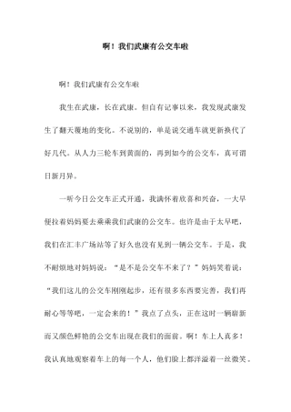 啊!我们武康有公交车啦