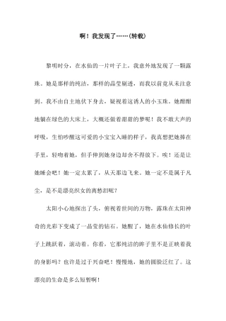 啊!我发现了……(转载)