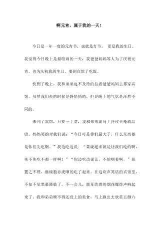 啊元宵-属于我的一天!