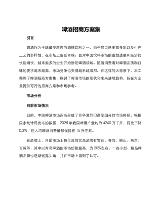 啤酒招商方案集