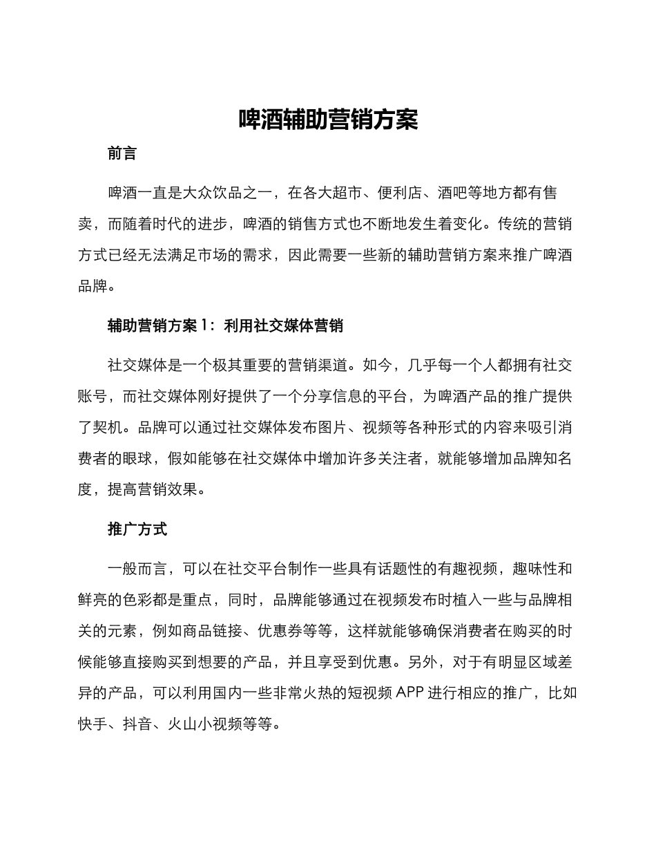 啤酒辅助营销方案_第1页