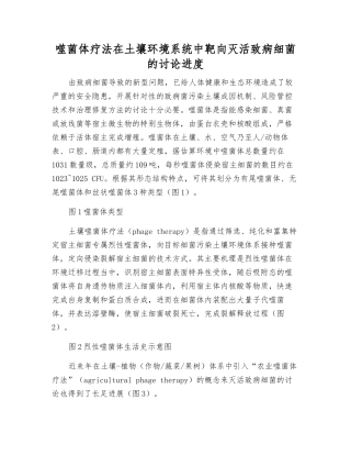 噬菌体疗法在土壤环境系统中靶向灭活致病细菌的研究进展