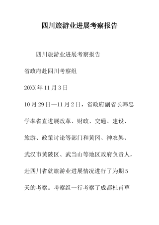 四川旅游业发展考察报告--精编范文