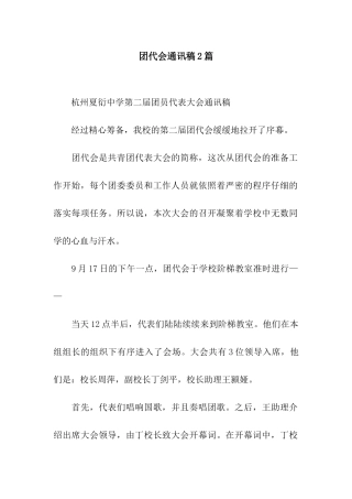 团代会通讯稿2篇