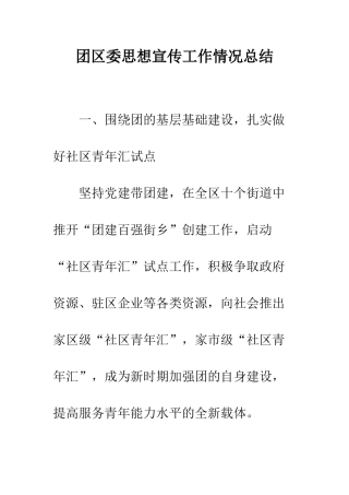 团区委思想宣传工作情况总结--精编范文