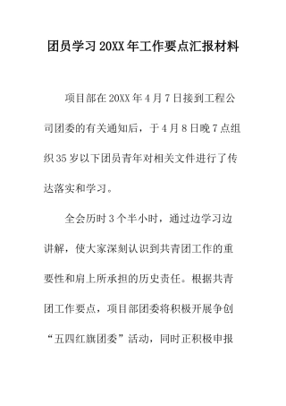 团员学习2025年工作要点汇报材料--精编范文