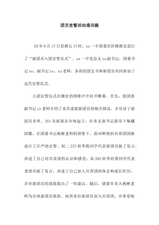 团员宣誓活动通讯稿