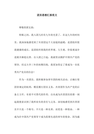 团员思想汇报范文