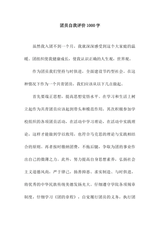 团员自我评价1000字