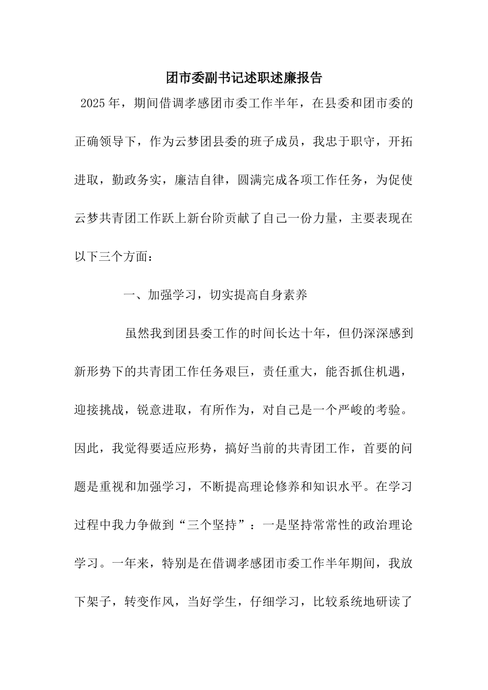 团市委副书记述职述廉报告_第1页