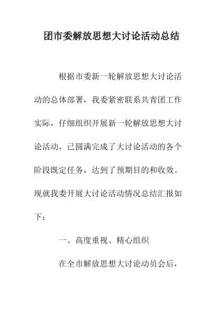 团市委解放思想大讨论活动总结--精编范文