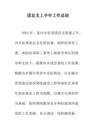 团总支上半年工作总结--精编范文