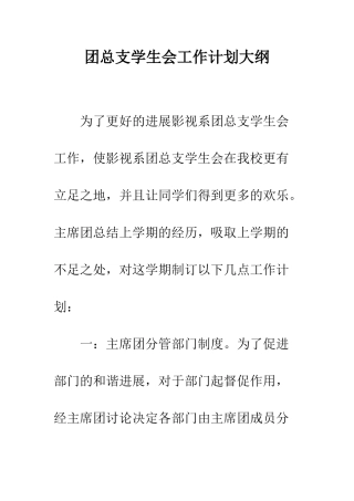 团总支学生会工作计划大纲--精编范文