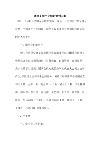 团总支学生会纳新策划方案