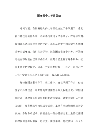 团支书个人年终总结
