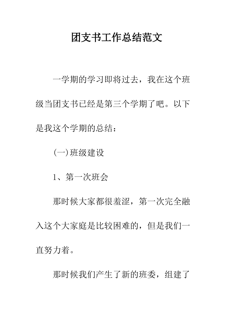 团支书工作总结范文--精编范文_第1页