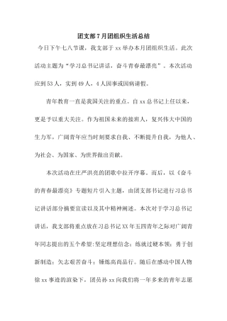 团支部7月团组织生活总结