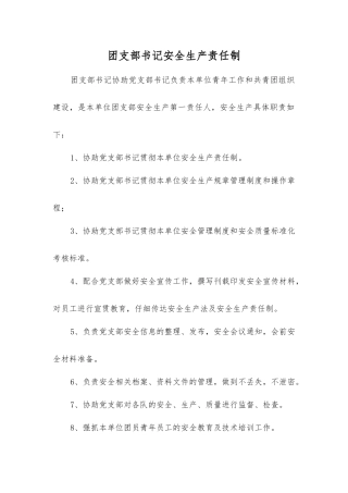 团支部书记安全生产责任制