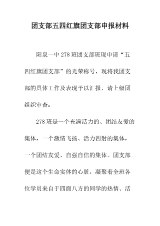 团支部五四红旗团支部申报材料--精编范文