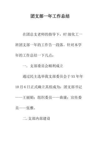 团支部一年工作总结--精编范文