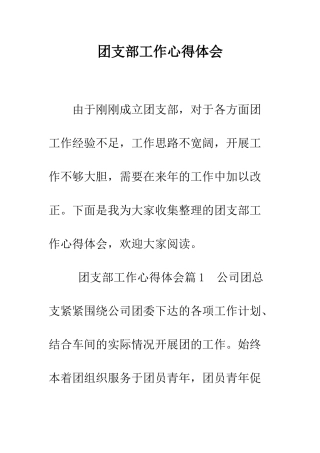 团支部工作心得体会--精编范文