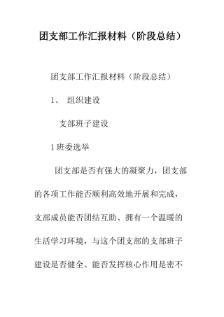 团支部工作汇报材料--精编范文