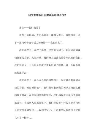 团支部寒假社会实践活动综合报告