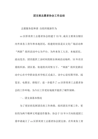 团支部志愿者协会工作总结