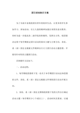 团日活动执行方案