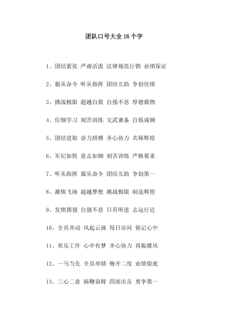 团队口号大全16个字