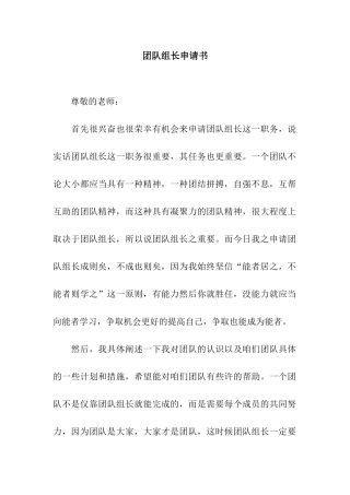 团队组长申请书