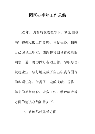 园区办半年工作总结--精编范文